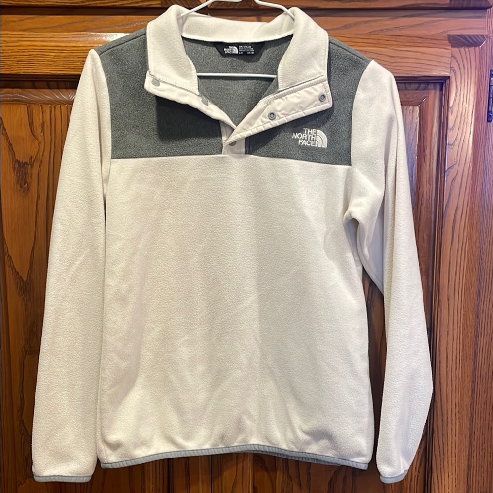 The North Face Cream and Gray Fleece Pullover